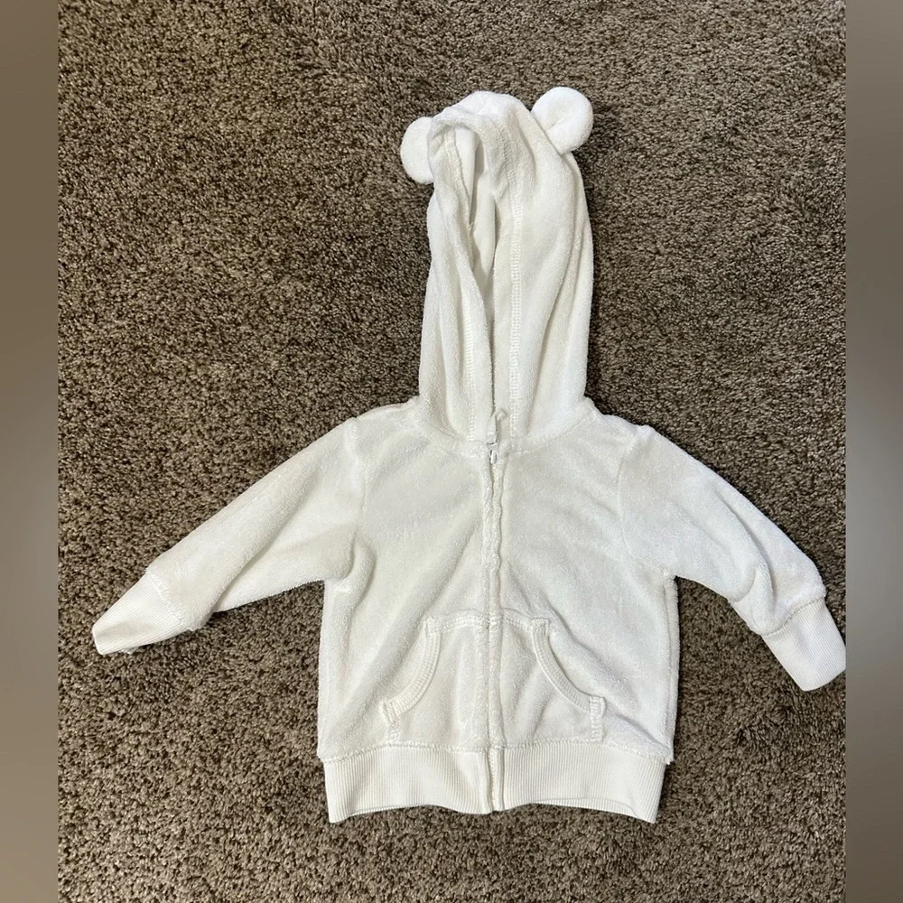 Carters baby white Terry zip and pants outfit